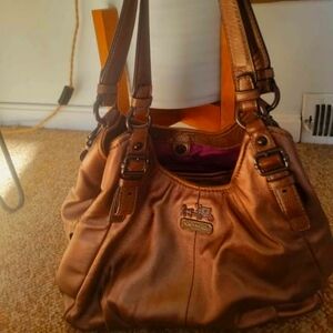 Metallic Brown Coach Handbag